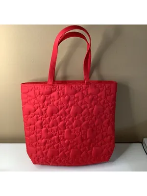 Kate Spade Fragrances Red Heart Quilted Large Tote Bag, New Without Tags thumbnail 4