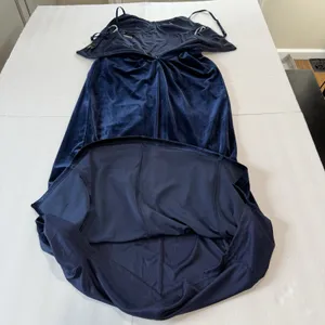 NWT Lulus Alluring Icon‎ Navy Blue Velvet Bustier Sleeveless Maxi Dress LARGE thumbnail 7