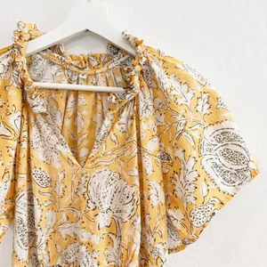 Dress Size Small Yellow Floral V Neck Ruffle Flowy‎ Summer Pocket Festival Boho thumbnail 2