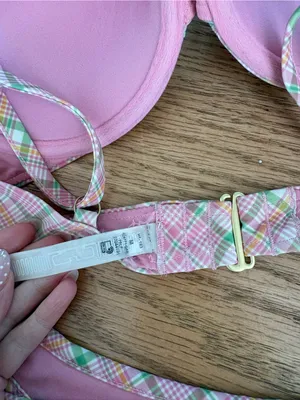 Frankie's Bikinis Pink Plaid Padded Bikini Set thumbnail 5