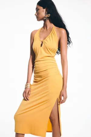Yellow H&M Halter Dress Size M NWT thumbnail 7