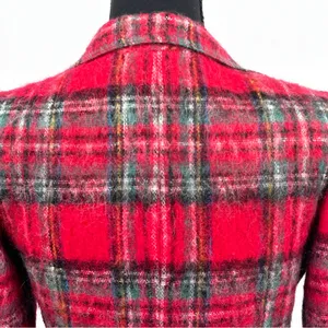 Vintage Mohair Wool‎ Blazer Women's Tartan Plaid Classic Jacket Red Size 4 Small thumbnail 4