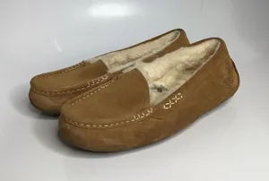 UGG Ansley Moccasin Slippers Women 6 Chestnut Brown Good Suede Wool 1106878 thumbnail 1