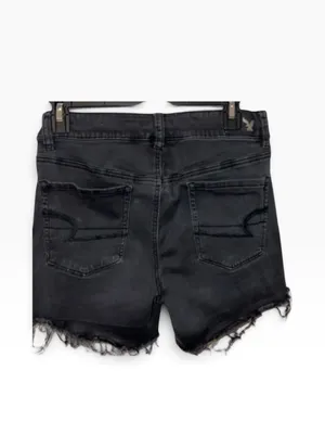 American Eagle Outfitters AEO Women's Black Distressed Denim Stretch Shorts thumbnail 3