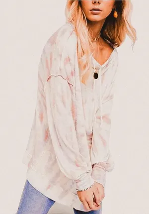 Free People We The Free “Best Catch” Tie Dye Pullover – Cozy Indie Loungecore M thumbnail 1