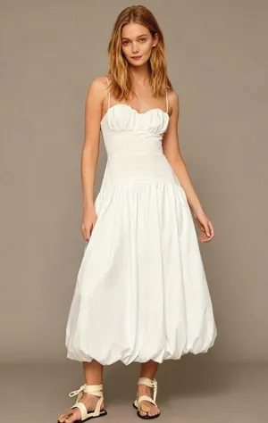 NWOT Farm Rio White Bubble Midi Dress Size S 100% Cotton thumbnail 1