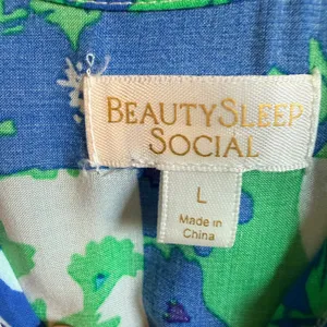 BeautySleep Social Nightgown or Dress Women Large Blue Floral Patchwork‎ Midi thumbnail 2
