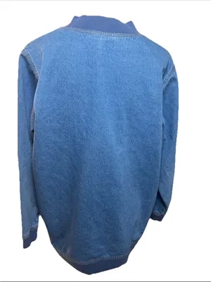 Vintage Blair Denim Baseball Jacket Women's L Blue Long Sleeve *see Photos thumbnail 2