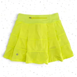 Lululemon Pace Rival Skirt Electric Lemon Yellow Bright Neon Pleats Skort Size 0 thumbnail 2
