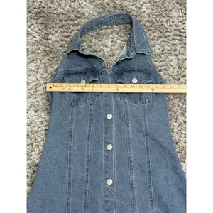 House of Harlow 1960 Women’s Denim Halter Mini Dress Backless Y2K Blue Size S thumbnail 13