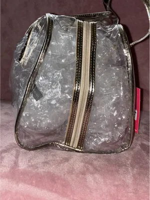 NWT Vince Camuto Clear Travel Bag with Metallic Gold Trim thumbnail 3