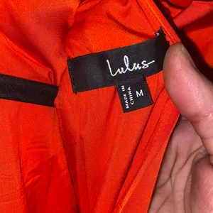 NWOT Lulu's Distinctive Charm Red Orange Satin Midi Dress Women's Size Medium thumbnail 9