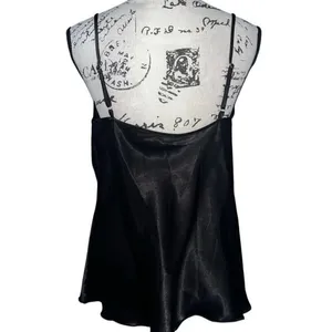 Nicole Miller New‎ York Black Satin Cowl Neck Cami Rhinestone Chain Straps M NEW thumbnail 5