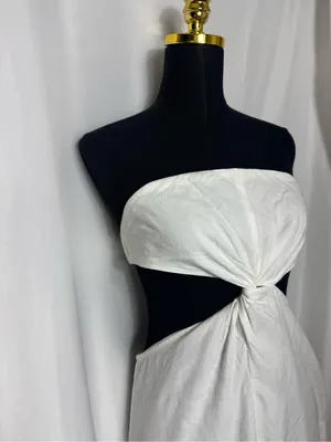 Strapless White Twist-Front party fit wedding Cutout Midi Dress vacation Large thumbnail 4