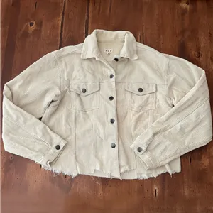 Pol Cream Distressed Button Front Corduroy Jacket thumbnail 2