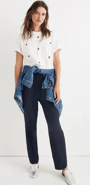 Madewell Track Trousers Black Womens Size‎ XXS thumbnail 1