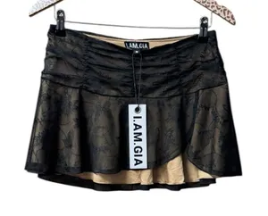 I.AM.GIA Yvette Butterfly Lace Micro Mini Skirt Black Medium NEW Y2K Festival thumbnail 1