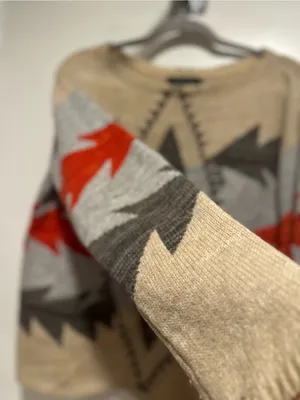 Lauren Ralph Lauren Wool Blend Sz:M Southwestern Aztec Beige Gray Red Sweater. thumbnail 7