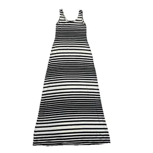Merona Women's Striped Maxi Dress S Black Cream Stretch Resortwear Summer Casual thumbnail 2