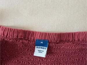 Old Navy Mauve-Rust Peasant Blouse with Ruched Front thumbnail 4