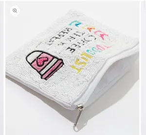 “Coffee, Teach, Repeat" Beaded Coin Pouch for Teacher's Day thumbnail 2