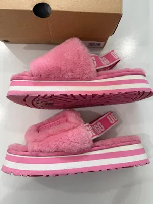UGG Pink/White Disco Slide Size 9 Women's with Box thumbnail 4