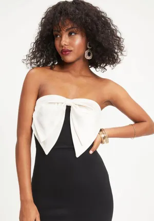 VICI Black Dress With White Satin Bow thumbnail 5
