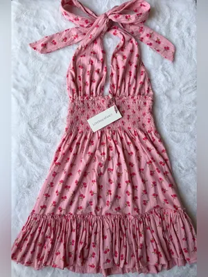 NWT Loveshackfancy Aisling Halter Cotton Mini Ruffle Dress thumbnail 5