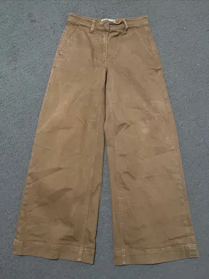 Everlane Women's high waisted Wide-Leg cropped Pants in Brown Tan thumbnail 2