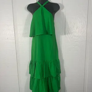 Misa Hylton for INC Green High Neck Spaghetti Strap Tiered Dress Size Small NWOT thumbnail 3