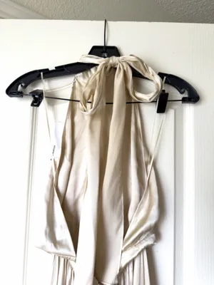 Reformation Alani Silk Halter Maxi Dress Backless Wedding‎ Ivory Size 6 NWT thumbnail 8