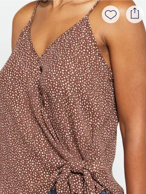 PAPERMOON Conway Brown Polka Dot Printed Tie-Hem Cami Tank Top Size XL thumbnail 4