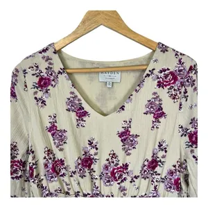 Hayden Los‎ Angeles Purple Floral Tiered Smocked Waist Rayon Dress Medium Boho thumbnail 5