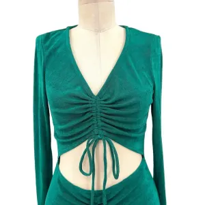 Princess Polly Kylie Mini Dress‎ Forest Green Cut-Out Ruched Bodycon Size US 8 thumbnail 4