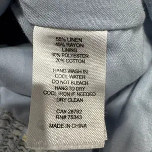 Rachel Zoe Linen Blend Crop Top Sz M Blouse Long Sleeve Square Neck Blue Floral thumbnail 7