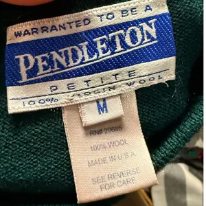 Pendleton Petite Womens M Forest Green 100% Virgin Wool Mock Neck Sweater USA thumbnail 5