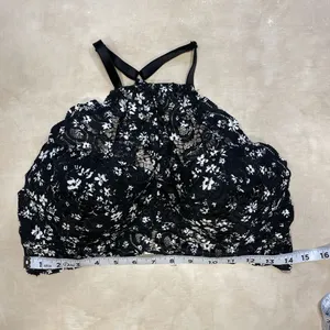 PINK Black and White Lace Bralette LARGE thumbnail 7