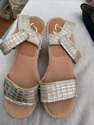 kanna Metallic Croc-Embossed Gold Espadrille Wedge Sandals thumbnail 5