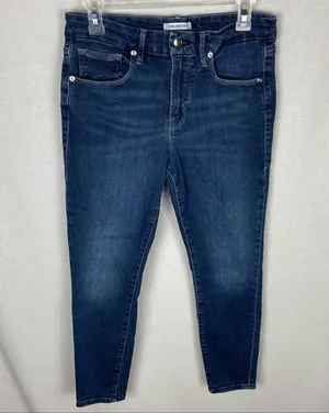 Good American Good Legs Crop Blue 260 High Rise Skinny Leg Jeans thumbnail 1