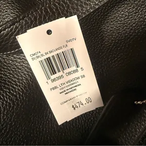 NWT Coach CM074 Black Pebbled Leather “Meadow” Shoulder Bag thumbnail 7