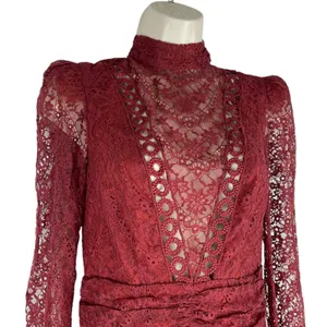 Saylor Celia Puff Shoulder Lace Mini Dress Russet Orange Size XS thumbnail 7