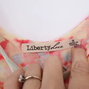 Liberty Love Pink Yellow Blue Tie Dye Cami Tank Top Adjustable Straps Size M thumbnail 3
