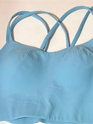 NWT size 8 washed blue lululemon like a cloud bra b c cup ribbed long line thumbnail 2