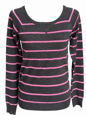 Poof long sleeve pink and black sweater thumbnail 1