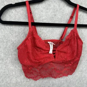 Auden Red Lace Lightly Lined Longline Bralette Size XS Wireless V-Neck thumbnail 3