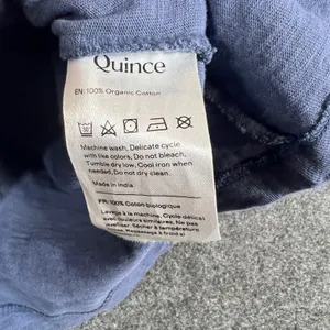 Quince Women Blue Organic Cotton Slub Long Sleeve Crew Neck Tee XS Vertical Seam thumbnail 4