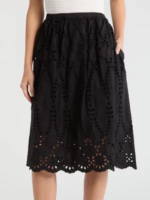 Frank & Eileen Gracie Black Eyelet Midi Skirt NWT XL thumbnail 2