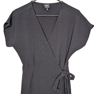 Bobeau Black Wrap Dress Short Sleeve V-Neck Side Tie‎ Small Office Chic Classic thumbnail 5
