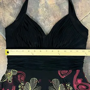 Sangria Ruched Bodice Asymmetrical Handkerchief Hem Halter Dress 4 thumbnail 6