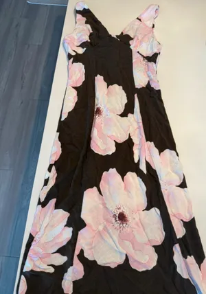Paper Heart Brown Dress with Pink Flowers thumbnail 1